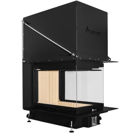 Focar semineu pe lemne model A-CAMINETTI CRYSTAL 3D 50 x 70, 3 laturi sticla, usa relevabila, 12 kW putere nominala