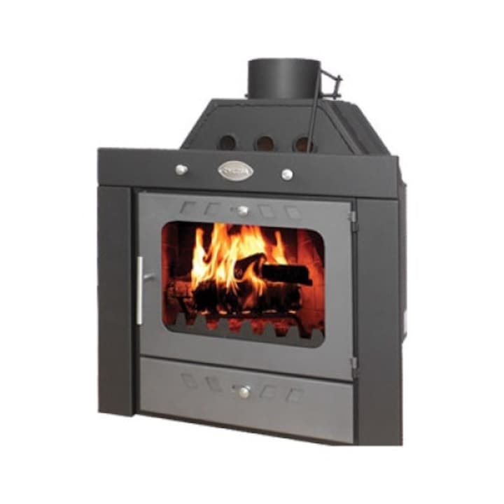 Focar semineu incorporabil Zvezda Camera B 10, 15.8 KW, din otel, utilizeaza material lemnos