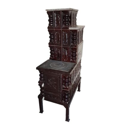 Soba teracota, Gospodarul, 5 randuri, plita 1/2, alimentare pe lung, cuptor dreapta, maro, 140 cm x 78 cm x 46 cm