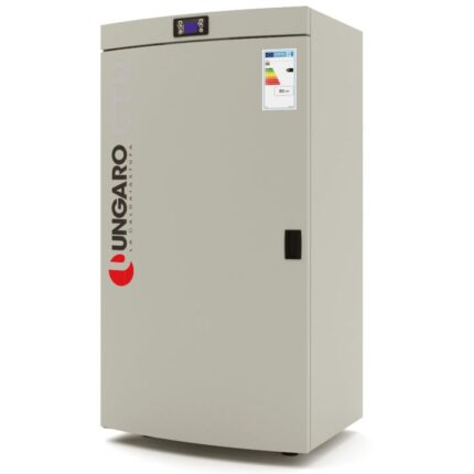 Centrala pe peleti CTUL, 32 Kw, complet echipata, incalzeste pana la 300 mp, display LCD, pornire si gestiune automatica, Clasa energetica A+, 3 programe automatice, vas de expansiune si pompa de recirculare, curatire automatica, produs UNGARO