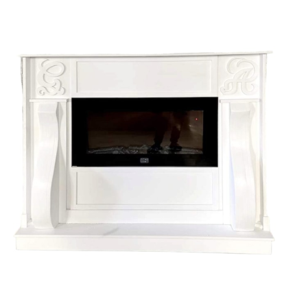 Semineu din lemn masiv, Electric Premium Imana 1900 W, Alb, 120x40x100 cm