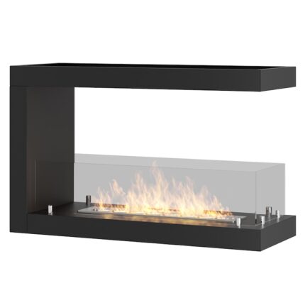 Semineu InFire Inside U800, cu Bioetanol, 80x30x50cm, de colt, Sticla de protectie, Otel, Negru