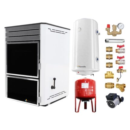 Pachet Termosemineu pe lemn Fornello Dila Eco 29 kw, pompa circulare, vas expansiune, boiler si fitinguri montaj