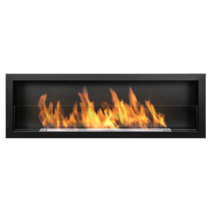 Semineu bio cu biocombustibil S-Line 3D 120cm negru cu sticla pentru a fi inglobat in perete