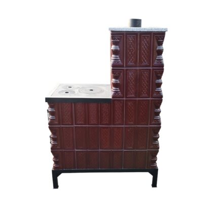 Soba teracota, Gospodarul, 3+2 randuri, plita mijlocie, alimentare lung, cuptor stanga, maro, 140 cm x 101 cm x 46 cm