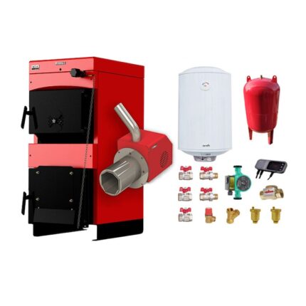 Pachet Centrala mixta lemn si peleti Burnit WBS 30 kW si Arzator pe peleti Pell Eco 35 kW, pompa circulatie evp 25-60 , vas expansiune 35 l, boiler termoelectric Fornello 60 l si fitinguri montaj