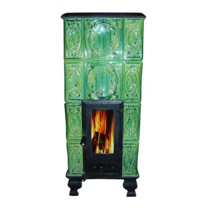 Soba teracota, MEDIAS, portabila, model Narcisa, 6 kw, 44x44x114 cm, verde