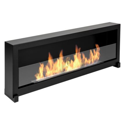 Semineu cu biocombustibil S-Line 3D BOX 120cm negru cu sticla