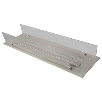 Semineu / Arzator Infire Insert 1000 Glass, Incastrabil, cu Bioetanol, 100x5x32 cm, Otel, Argintiu, pentru Interior/Exterior