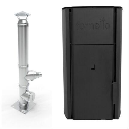 Pachet Centrala peleti Fornello Royal B 25 kw, complet echipata pentru incalzire, pompa circulatie, vas expansiune, automatizare , telecomanda, buncar peleti, tiraj fortat, si cos de fum inox izolat 4 metri dn 120 mm