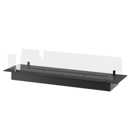 Semineu Insert Black 1200, Incastrabil, cu Bioetanol, 1200 mm x 320 mm x 85 mm, Otel, cu Sticla, Accesorii incluse