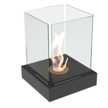 Semineu cu bioetanol, Kratki, Portabil, Tango 4, otel/ sticla, negru