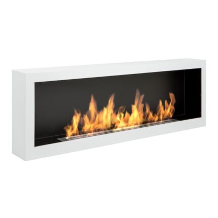 Semineu cu biocombustibil S-Line BOX 120cm alb fara sticla suspendat pe perete