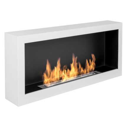 Semineu cu biocombustibil S-Line BOX 90cm alb fara sticla suspendat pe perete