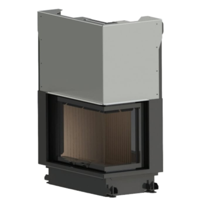 Focar semineu pe lemne/brichete Crystal 100 R Eco A-Caminetti, 2 laturi sticla, usa relevabila, 15 kW putere nominala