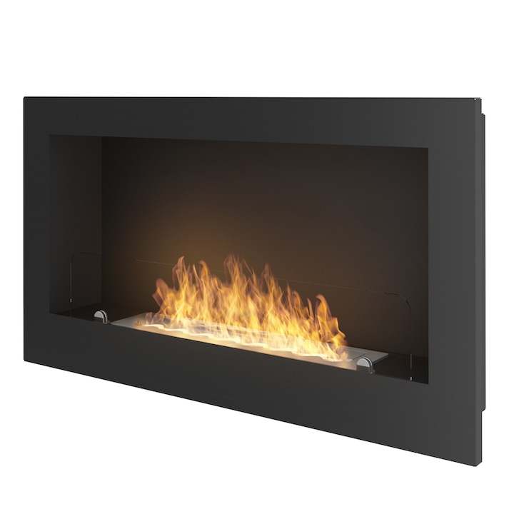 Semineu Infire Inside 900, Bioetanol, central, Sticla de protectie, Otel, Negru