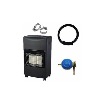 Pachet Soba Pe Gaz Neagra, Arzator Cu Ardere Completa, Regulator Gaz, 1m Furtun Gaz, 2 X Coliere Furtun Gaz