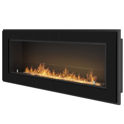 Semineu InFire Frame 1200, Bioetanol, 120x18x49 cm, central, Sticla de protectie, Otel, Negru, Bio