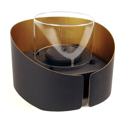 Semineu cu bioetanol rotund S, mobil, din inox, actionat manual, pentru blat de masa, diametru 270 mm, inaltime 210 mm, inaltimea flacarii 100-200 mm, volum rezervor 0.8 l, timp ardere 4 h, putere termica 1 KW, volum minim incapere 20 m^3