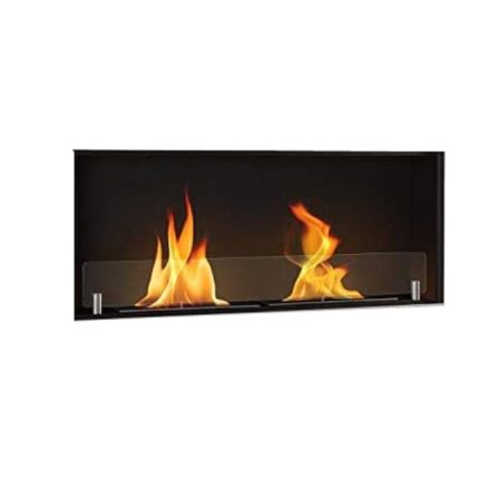 Semineu bio incorporabil Dugez Plenix, 2 Arzatoare, Sticla, 88 x 27 x 16 cm, Negru