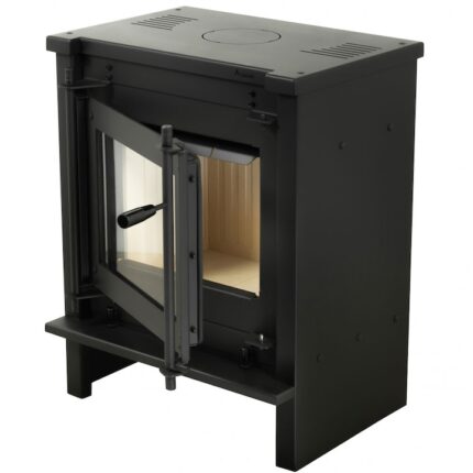 Semineu metalic A-CAMINETTI AMSTERDAM RS67, freestanding, pe lemne, putere maxima 8 kW, randament 75%, negru
