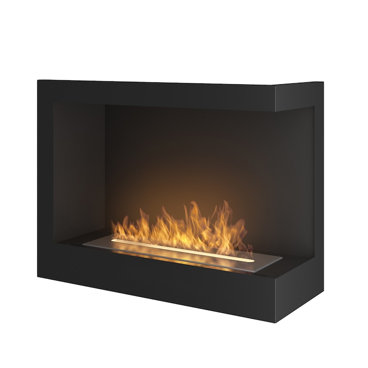 Semineu InFire Corner 600, Bioetanol, 60x24x45 cm, central, Otel, Negru