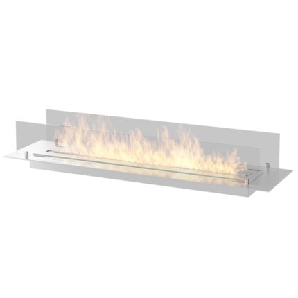 Semineu / Arzator Infire Insert 1200 Glass, Incastrabil, cu Bioetanol, 120x5x32 cm, Otel, Argintiu, pentru Interior/Exterior