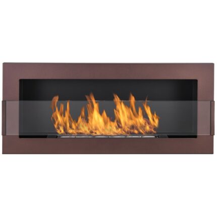 Semineu cu biocombustibil Nice-House 900x400mm maro cu sticla pentru a fi inglobat in perete sau de agatat pe perete