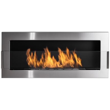 Semineu cu bioetanol Nice-House 900x400mm inox cu sticla pentru a fi inglobat in perete sau de agatat pe perete