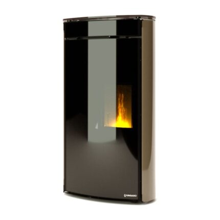 Semineu tip soba pe peleti, FAGIOLO GLASS 10 kw, cu aprindere automatica si autocuratire, usa cristal dubla, clasa energetica A+, Clasa ambientala 5 STELE, economic si silentios, programari 5 trepte ventilatie aer cald, marca UNGARO