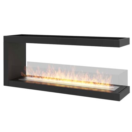 Semineu InFire Inside U1200, cu Bioetanol, 1200 x 500 x 300 mm, Room divider, Sticla de protectie, Otel, Negru