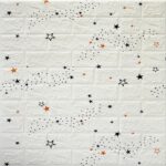 Tapet 3D, autoadeziv/autocolant, spuma moale, design modern, pentru interior, usor de curatat, rezistent la apa, dimensiuni 70 cm x 70 cm x 0,3 cm, design stelute, Alb, Selling Depot