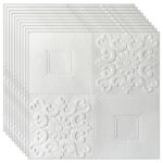 Set 50 x tapet autoadeziv 3D NEXTLY, pentru tavan/perete, waterproof, ajustabil, adeziv puternic, usor de montat, suprafata acoperire 6.12mp, 35x35 cm, alb, cod 73