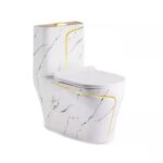 Vas WC Lazio Marble Rimless, 69x39 cm, rezervor inclus, Alb, montaj podea, capac cu soft-close inclus, Royalty Line by Ego