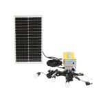 Set panou solar 50W fotovoltaic monocristalin, baterie LifePo4 12, 8 V/12Ah si 3 becuri LED 3W 12V, 4 iesiri USB 5V, camping, outdoor, rulota, iluminat, cabana, Solid Volt