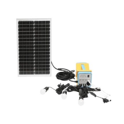 Set panou solar 50W fotovoltaic monocristalin, baterie LifePo4 12, 8 V/12Ah si 3 becuri LED 3W 12V, 4 iesiri USB 5V, camping, outdoor, rulota, iluminat, cabana, Solid Volt
