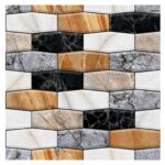 10 x Placi Tapet Autocolant 3D cu Imitatie de Marmura Asimetrica, pentru Perete Bucatarie Sufragerie, Usor de Curatat, Rezistent la Apa, Autoadeziv, 30x30 cm, Maro Gri Negru