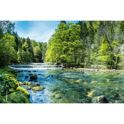 Fototapet pentru living rau padure natura 3D 180cm x 120cm Cascada, Vedere, Decorativ, Perete, Living