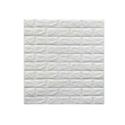 Tapet 3D Autocolant alb, design caramida, rezistent la apa, 70cm x 77cm x 3 mm, JRH®