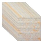 Set 15x Tapet 3D, autoadeziv/autocolant, spuma moale, design modern, pentru interior, usor de curatat, rezistent la apa, dimensiuni 70 cm x 70 cm x 0,3 cm, design marmura, Galben/Alb, RIF REFCO ®