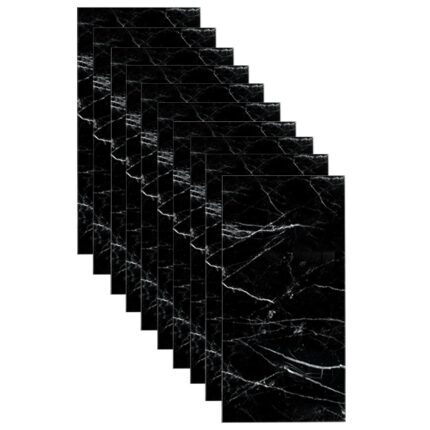 Set 20 tapet autoadeziv imitatie marmura, SINBINTA, Suprafata acoperire 3.6 mp, Modern, Ajustabil, Impermeabil, Rezistent la uzura si temperaturi ridicate, Folie de aluminiu/PET, 30*60cm, 2.5 mm grosime, Negru