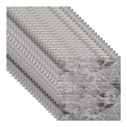 Set 20x Tapet 3D, autoadeziv/autocolant, spuma moale, design modern, pentru interior, usor de curatat, rezistent la apa, dimensiuni 70 cm x 70 cm x 0,3 cm, design marmura, Alb/Negru, Selling Depot