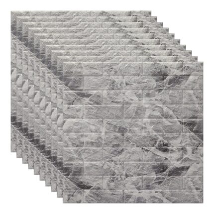 Set 10x Tapet 3D, autoadeziv/autocolant, spuma moale, design modern, pentru interior, usor de curatat, rezistent la apa, dimensiuni 70 cm x 70 cm x 0,3 cm, design marmura, Alb/Negru, Selling Depot