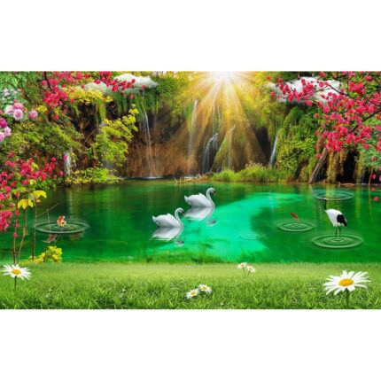 Fototapet autocolant PVC , Lacul din padure, 120x180 cm