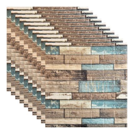 Set 10x Tapet 3D, autoadeziv/autocolant, spuma moale, design retro, pentru interior, usor de curatat, rezistent la apa, dimensiuni 70 cm x 70 cm x 0,3 cm, multicolor, RIF REFCO ®