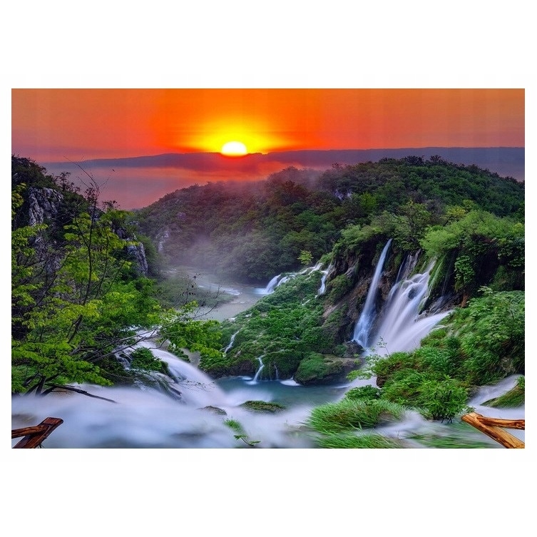 Fototapet 3D Cascada Padure Natura Peisaj 254x184 cm, Modern Vlies Tapet, Pentru Dormitor Camera De Zi Living