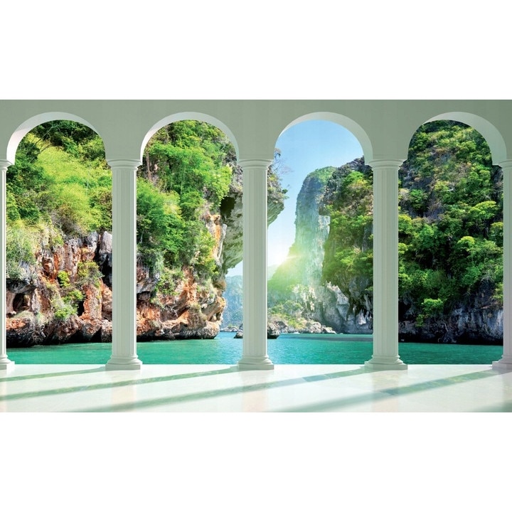 Fototapet 3D Cascada Peisaj Cer 312x219 cm, Modern Vlies Tapet, Pentru Dormitor Camera De Zi Living