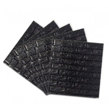 Set 10x Tapet 3D Autocolant Negru, AT PERFORMANCE, design caramida, rezistent la apa, 70cm x 77cm x 0.5 cm