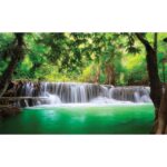 Fototapet 3D Cascada Peisaj Padure Verde Natura 254x184 cm, Modern Vlies Tapet, Pentru Dormitor Camera De Zi Living