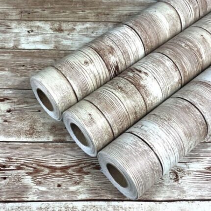 Tapet autoadeziv, efect lemn, PVC ecologic, maro, rezistent la apa si ulei, 45x100cm
